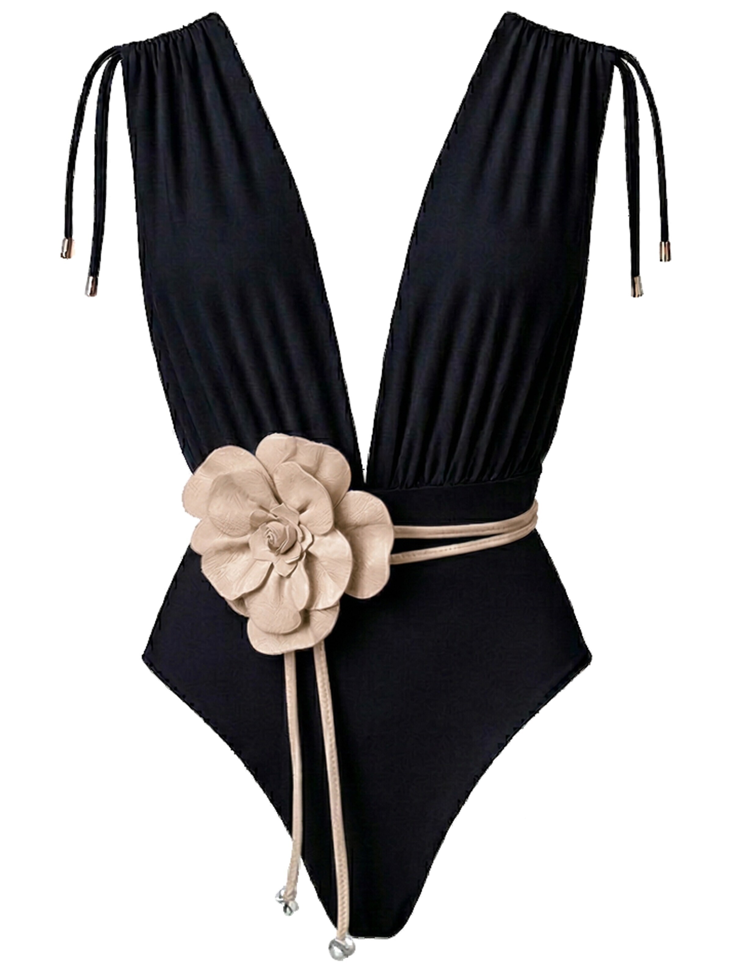 SEA ME SWIM High neck Swimsuit 'CAYMAN FLORAL 01' in Black: front
