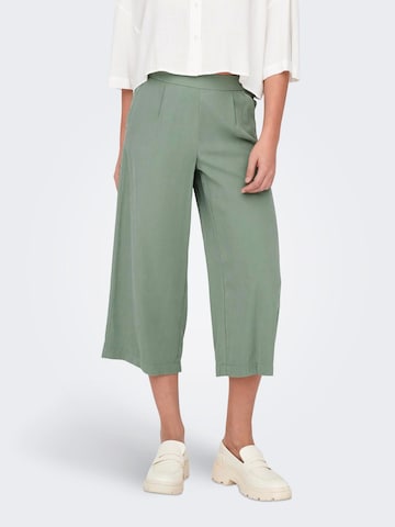 ONLY Wide leg Pleat-Front Pants 'ONLCARISA-MAGO' in Green: front