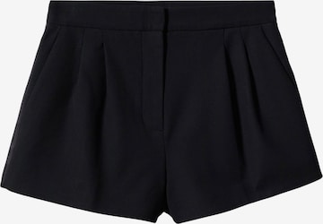 MANGO Normální Kalhoty se sklady v pase – černá: přední strana