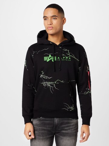 ALPHA INDUSTRIES Sweatshirt in Zwart: voorkant