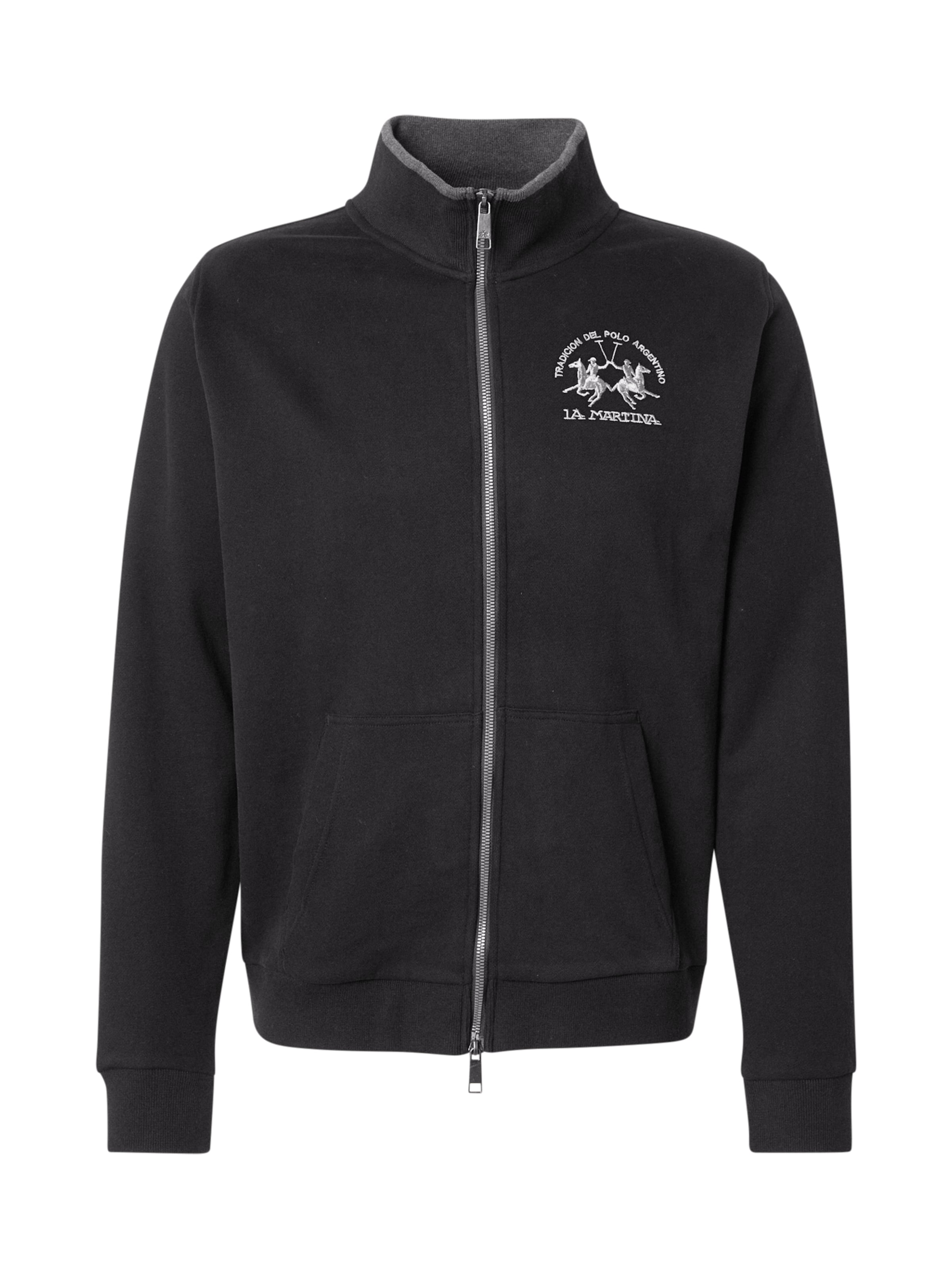 La Martina - Sudadera con cremallera en negro: frente