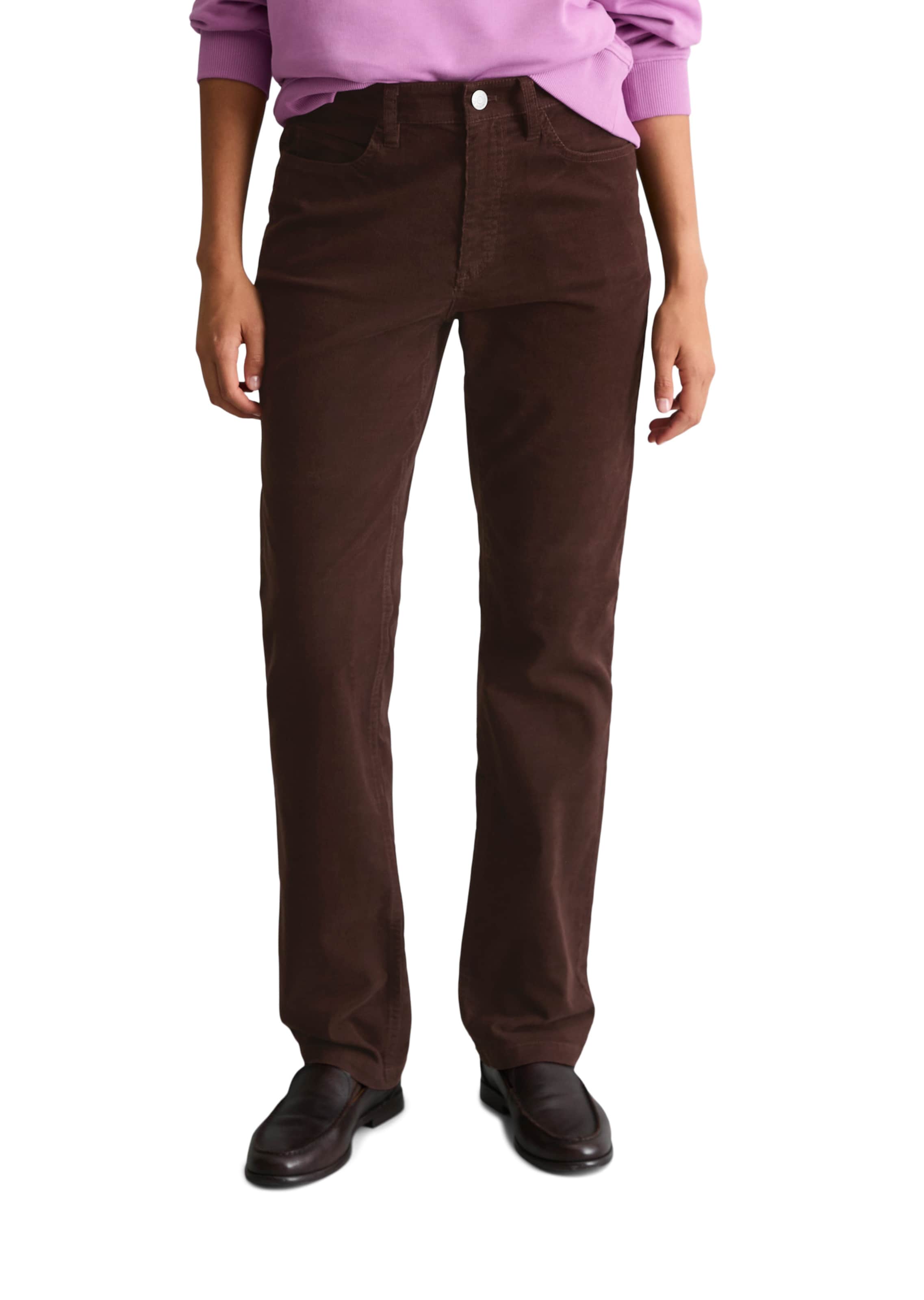 Marc O'Polo DENIM Regular Trousers 'Olina' in Brown: front