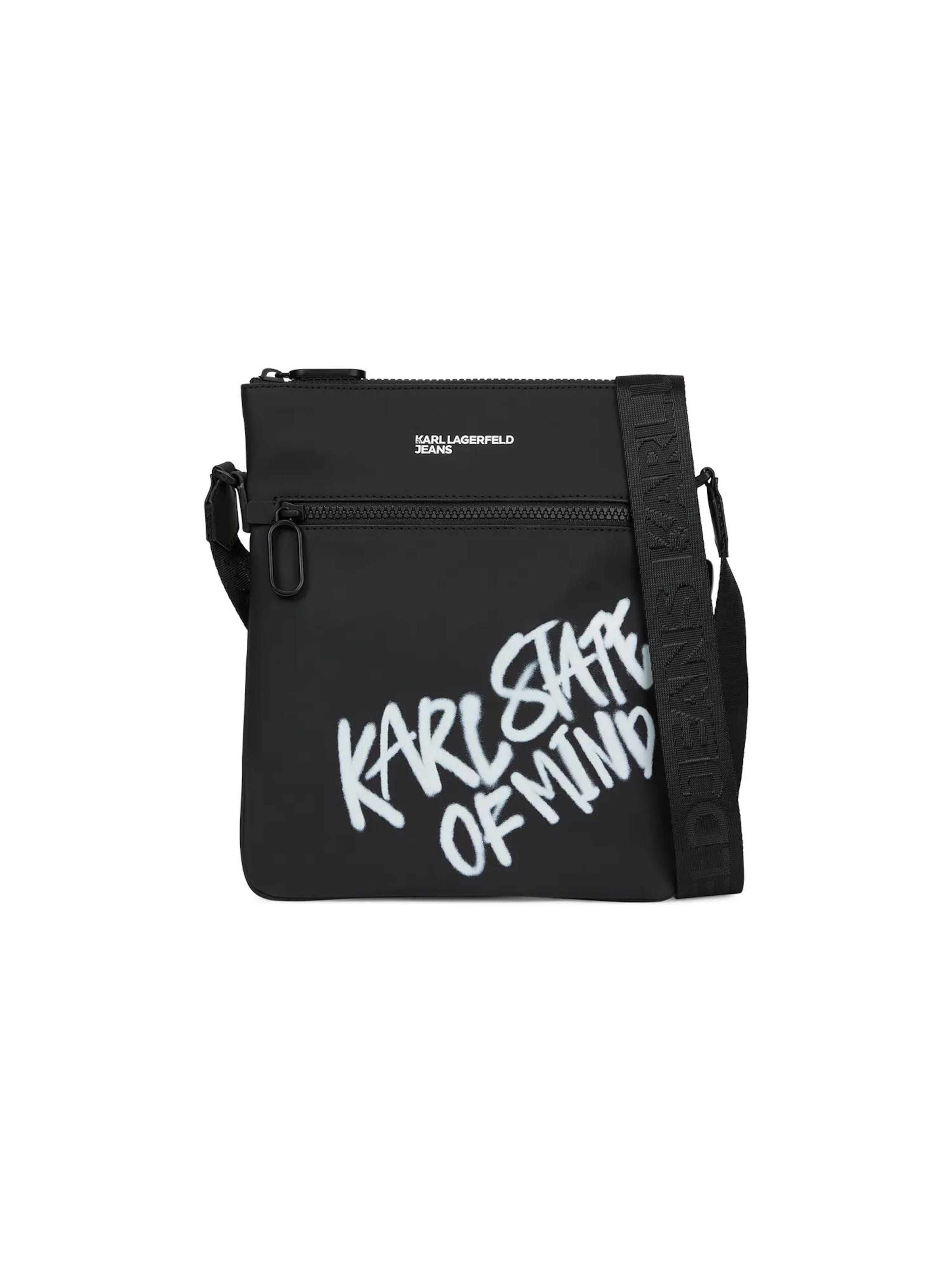 KARL LAGERFELD JEANS - Bolso de hombro 'Karl Quote' en negro: frente