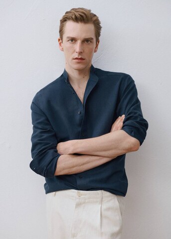 MANGO MAN Regular fit Button Up Shirt 'Chennai' in Blue