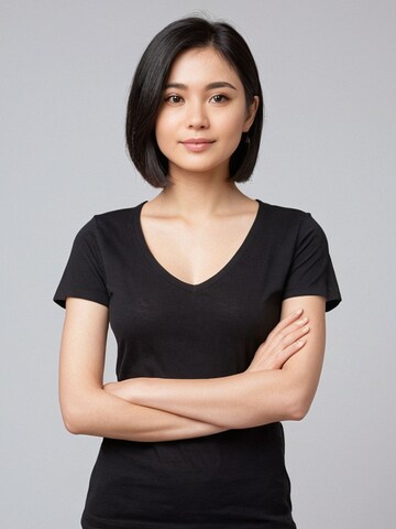 Maglietta 'Leafletic Women’s Short Sleeve V-Neck T-Shirt' di LEAFLETIC in nero