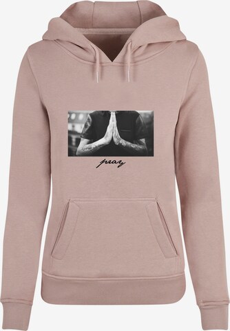 Sweat-shirt 'Pray' Mister Tee en rose : devant