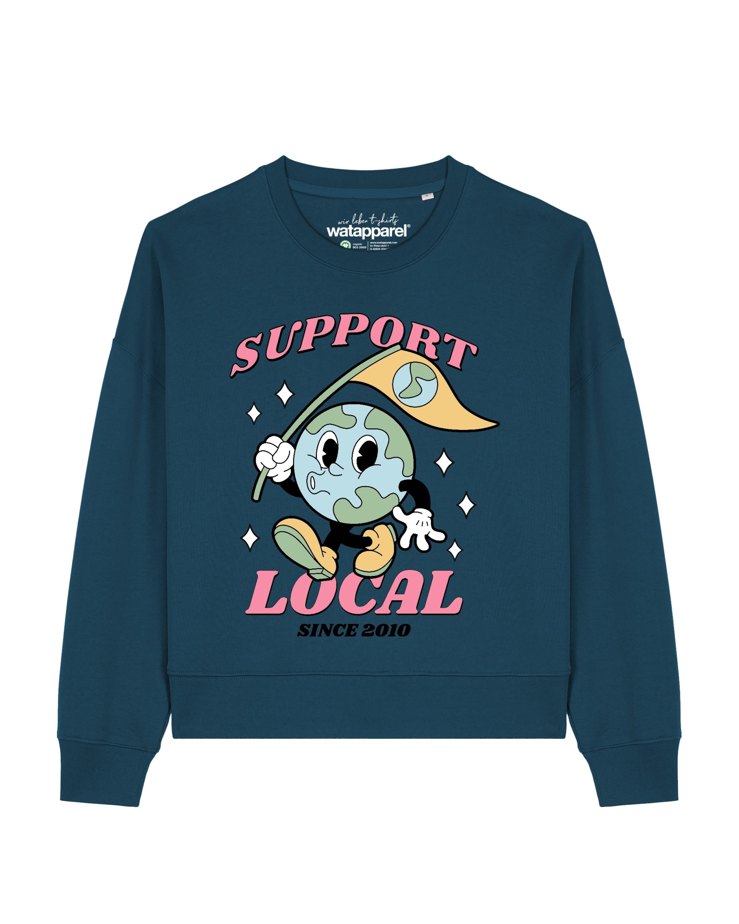 Watapparel Sweatshirt 'Support Local ' in Grün: Vorderseite