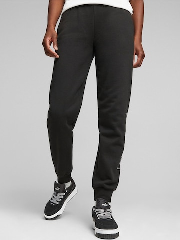 regular Pantaloni sportivi 'Puma Logo Printed Elastic Waist Active Joggers' di PUMA in nero: frontale