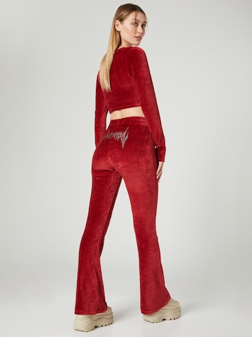 VIERVIER Flared Trousers 'Luna' in Red