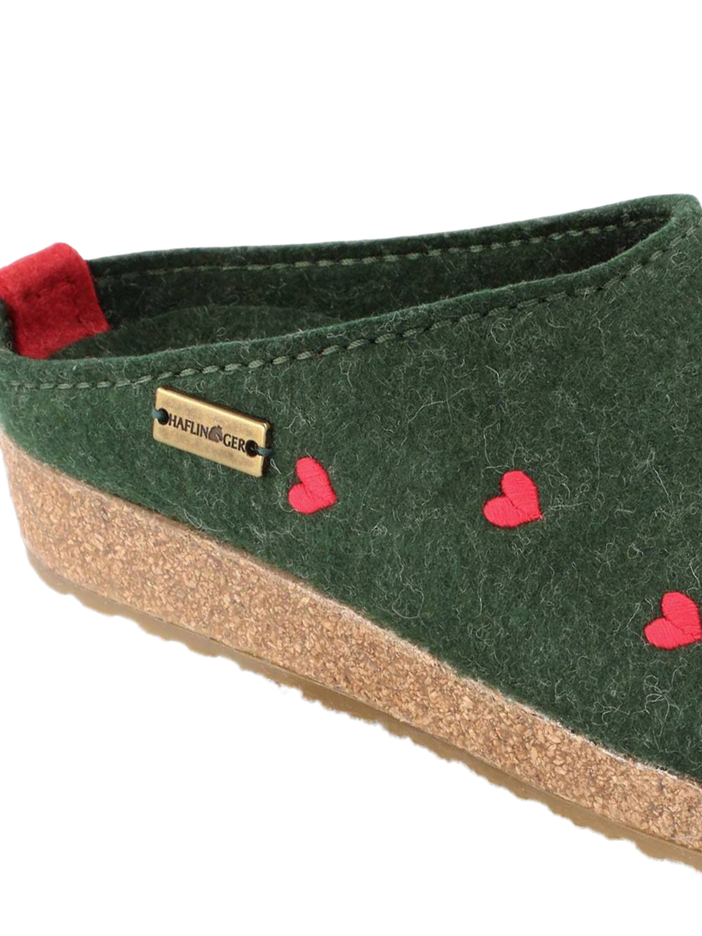 HAFLINGER Clogs 'Grizzly Cuoricini' in Green