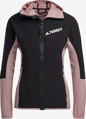 ADIDAS TERREX Athletic Jacket 'Techrock Flooce' in Black: front