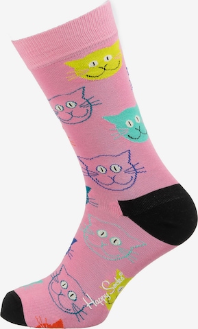 Happy Socks - Meias 'Cat' em rosa