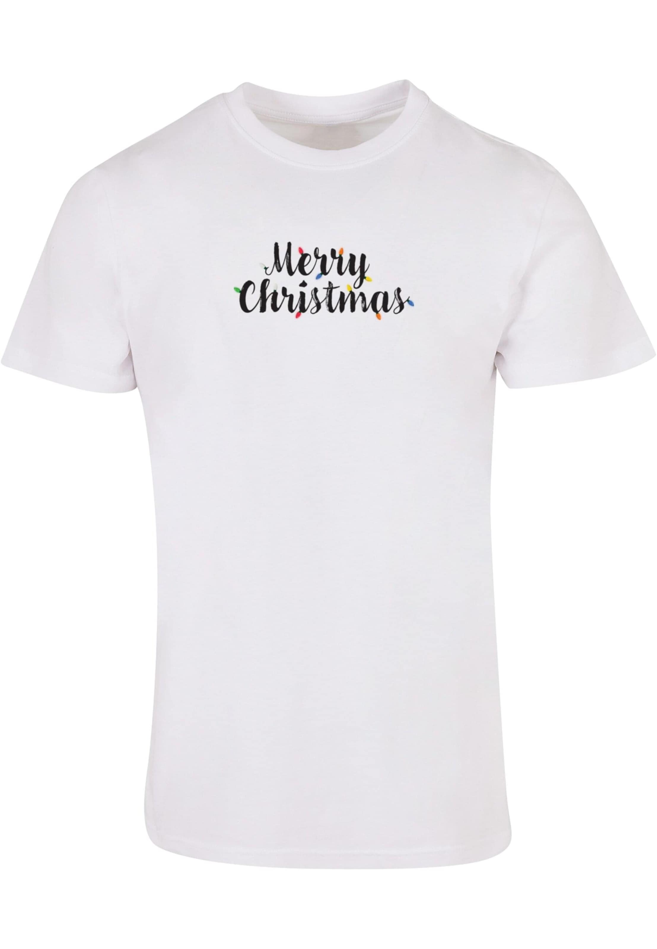 Merchcode Shirt 'Merry Christmas Lights' in White: front