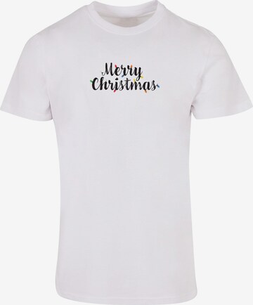 Merchcode Shirt 'Merry Christmas Lights' in White: front