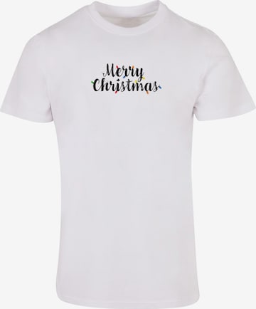 Merchcode Shirt 'Merry Christmas Lights' in Wit: voorkant