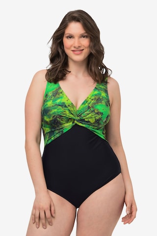 Ulla Popken Bralette Swimsuit in Green: front