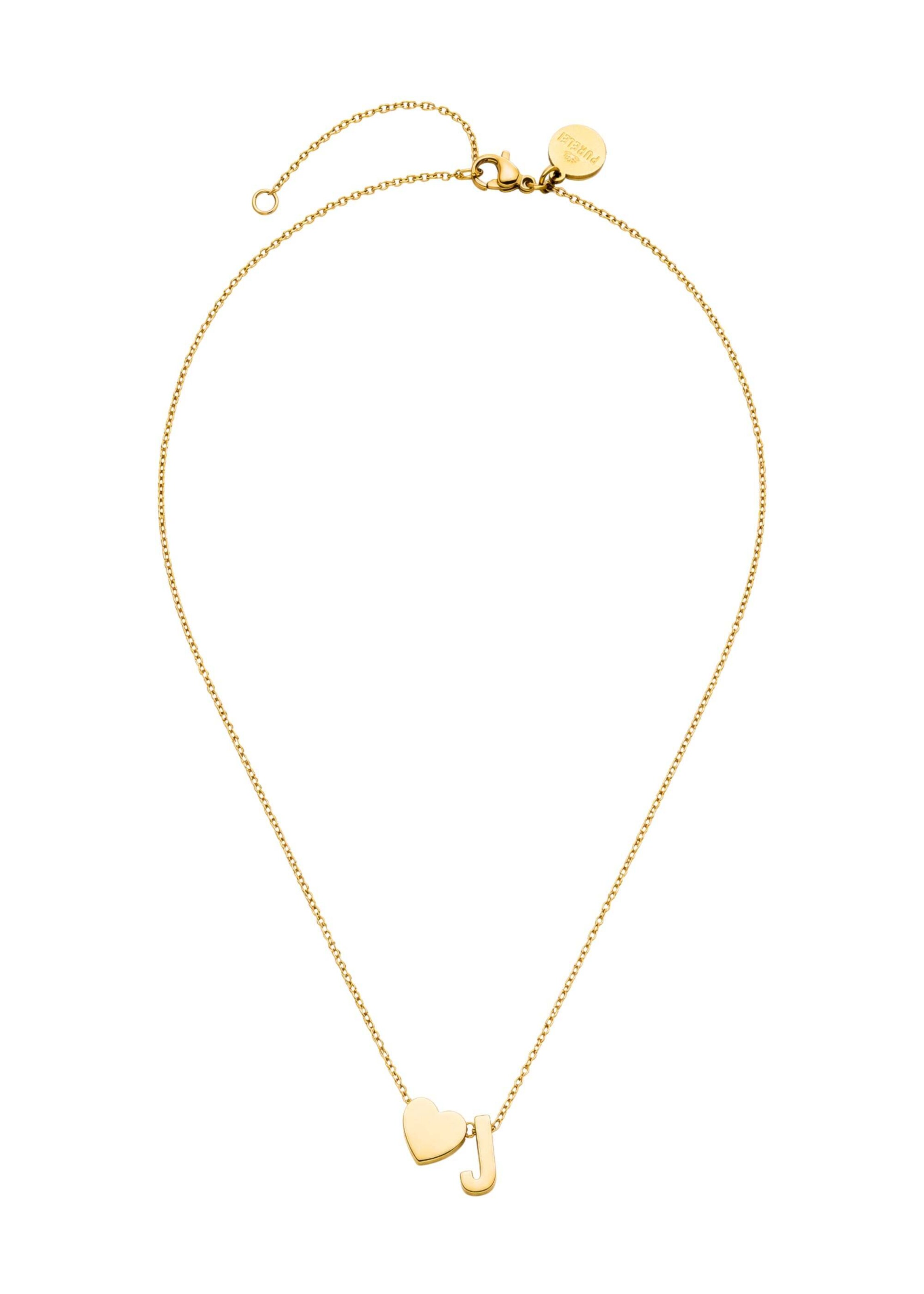 PURELEI - Cadena 'Letter Heart J' en oro: frente