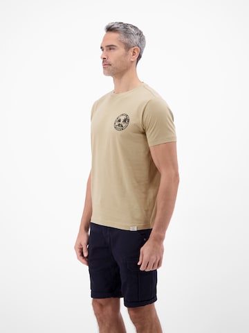 LERROS Lässiges, unifarbenes T-Shirt aus reiner Baumwolle mit Print in Beige