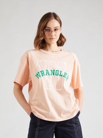 WRANGLER T-shirt 'GIRLFRIEND' i orange: framsida