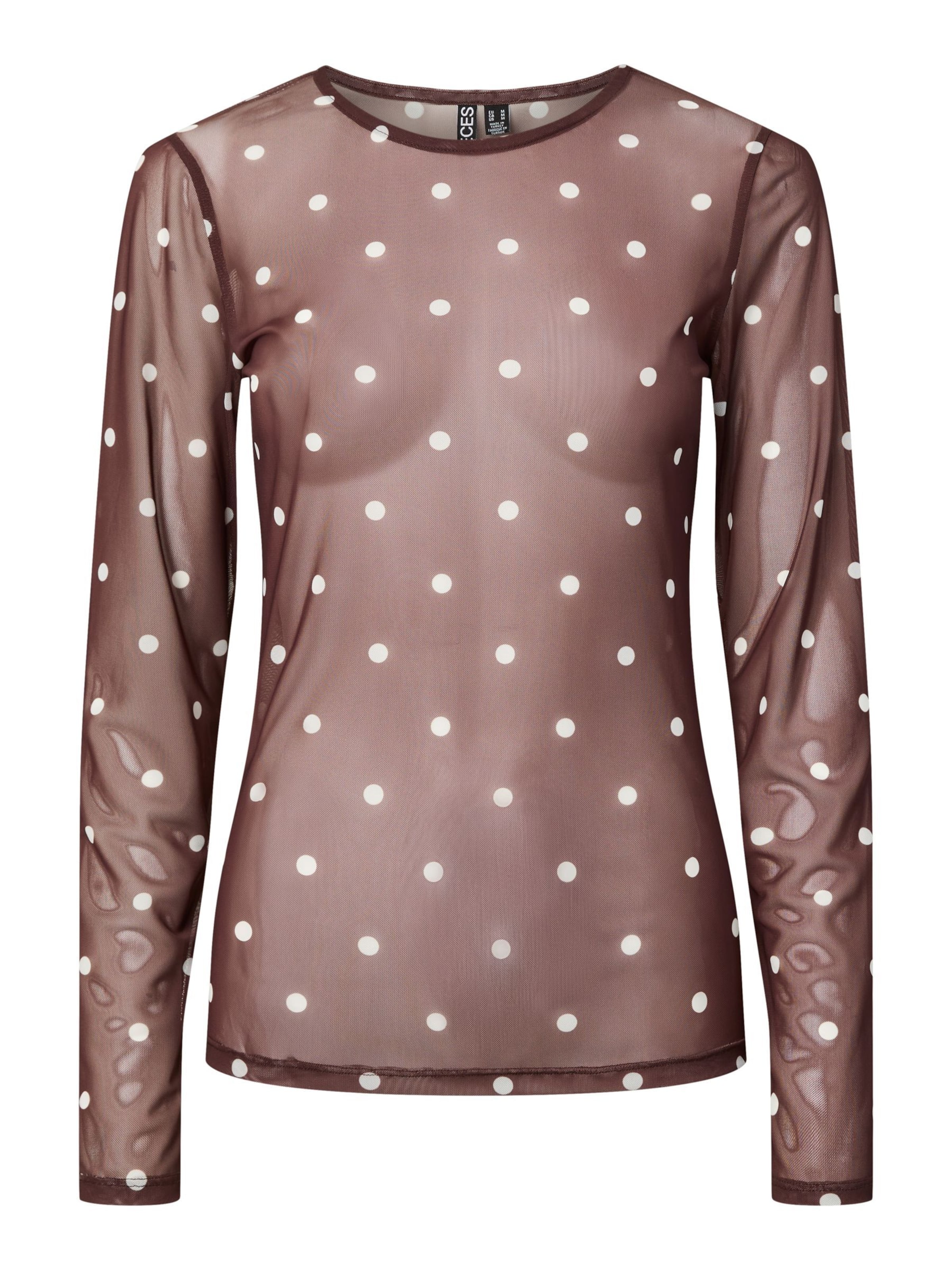 PIECES Shirt 'PCDORTHEA MESH' in Brown: front