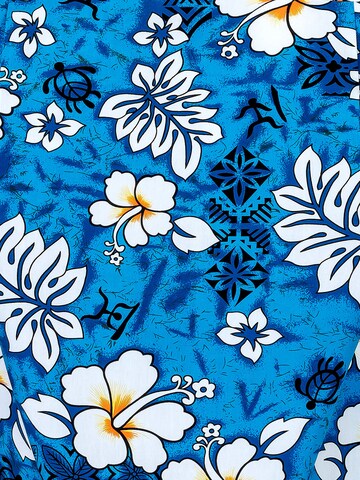 Hawaiihemdshop.de Regular fit Overhemd 'Hawaiihemd "Classic Flowers (blue)"' in Blauw
