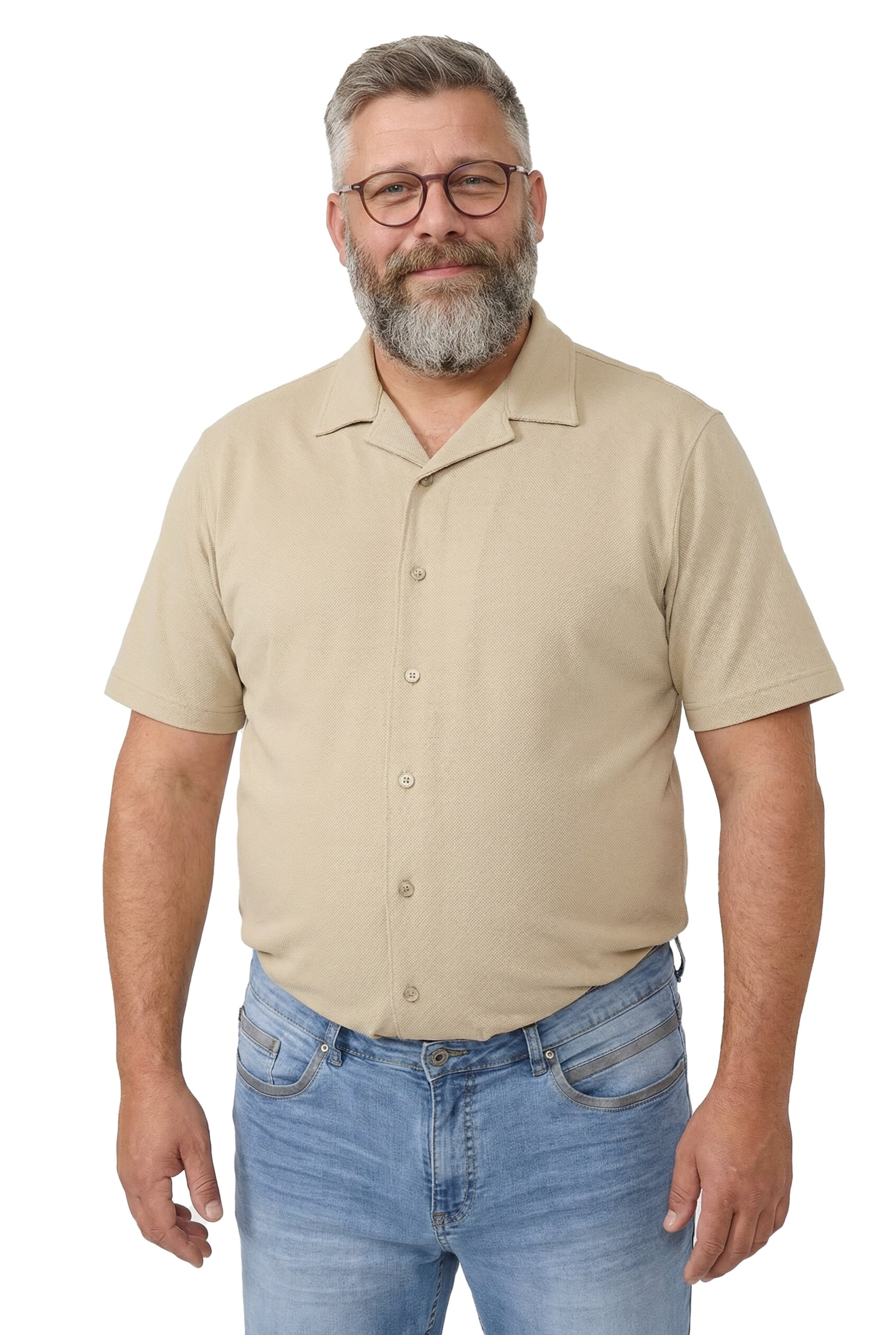 Men Plus Comfort Fit Hemd in Beige