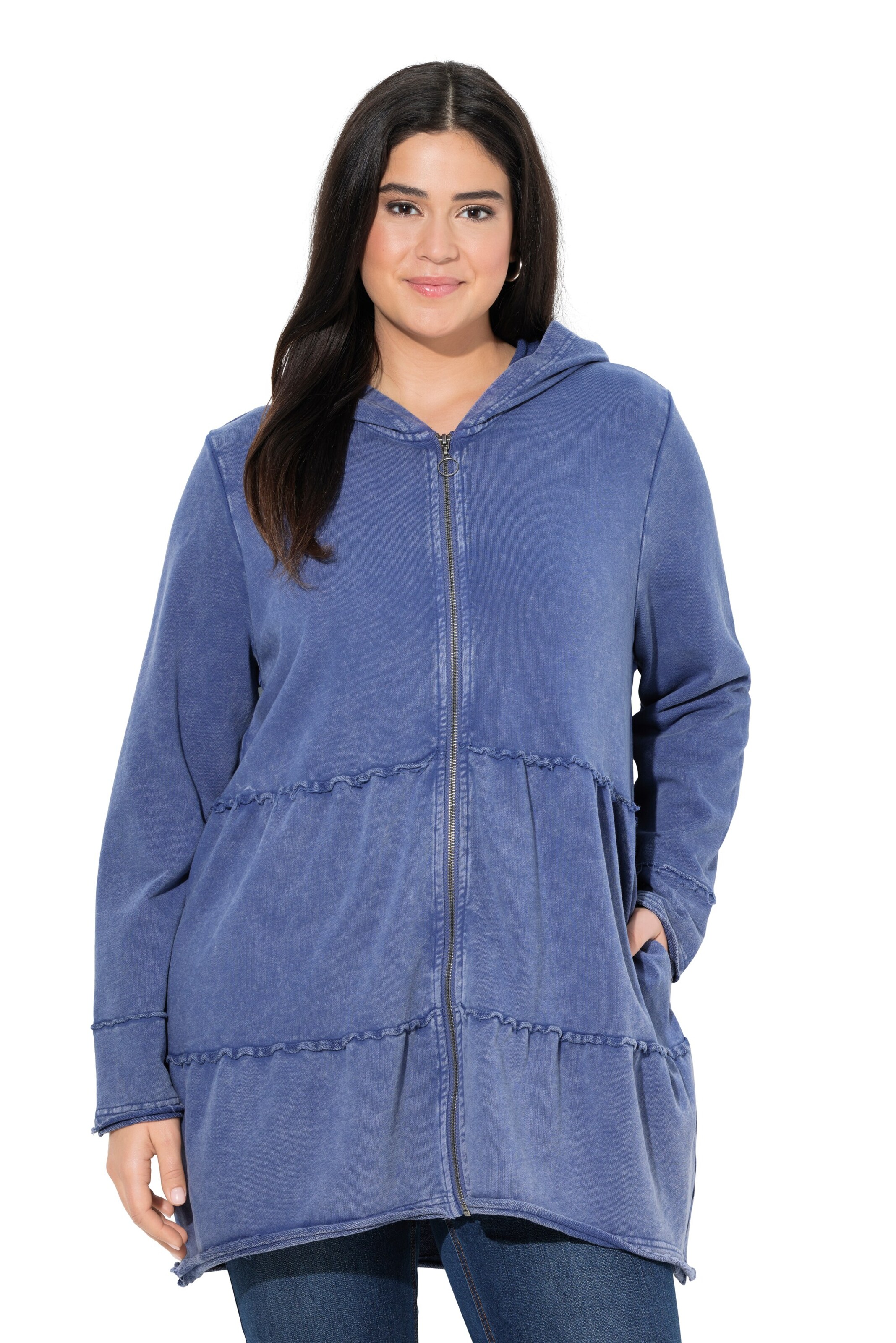 Ulla Popken Sweatjacke in Blau: Vorderseite