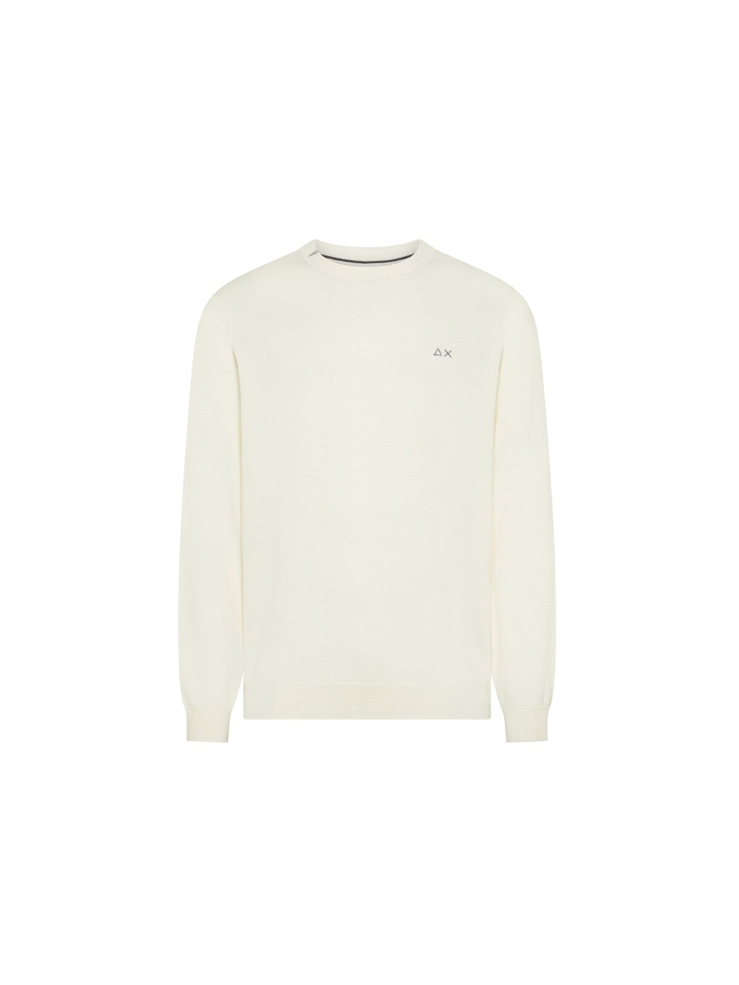 Pull-over 'Men's Cream White Wool and Cotton Crew-Neck Sweater' SUN68 en blanc : devant