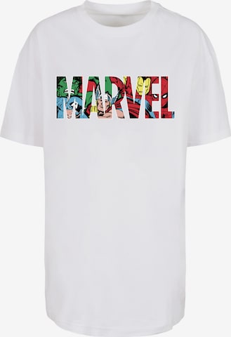 F4NT4STIC Oversized shirt 'Marvel Avengers Logo Character infill - Color' in Wit: voorkant