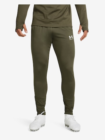UNDER ARMOUR Slim fit Workout Pants 'Challenger' in Green: front