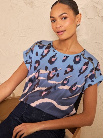 love & roses - Blusa em azul: frente