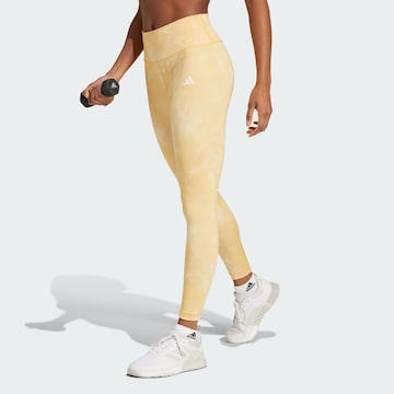 ADIDAS PERFORMANCE Skinny Workout Pants 'Train Essentials AOP' in Yellow: front
