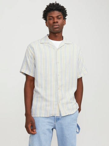 JACK & JONES Comfort fit Button Up Shirt 'Cabana' in Yellow: front