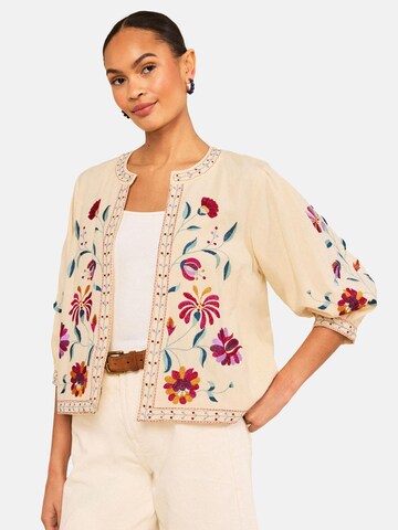 Veste mi-saison love & roses en beige : devant