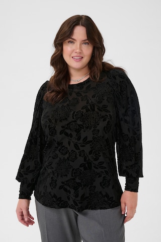KAFFE CURVE Blouse 'KCrosie' in Zwart: voorkant