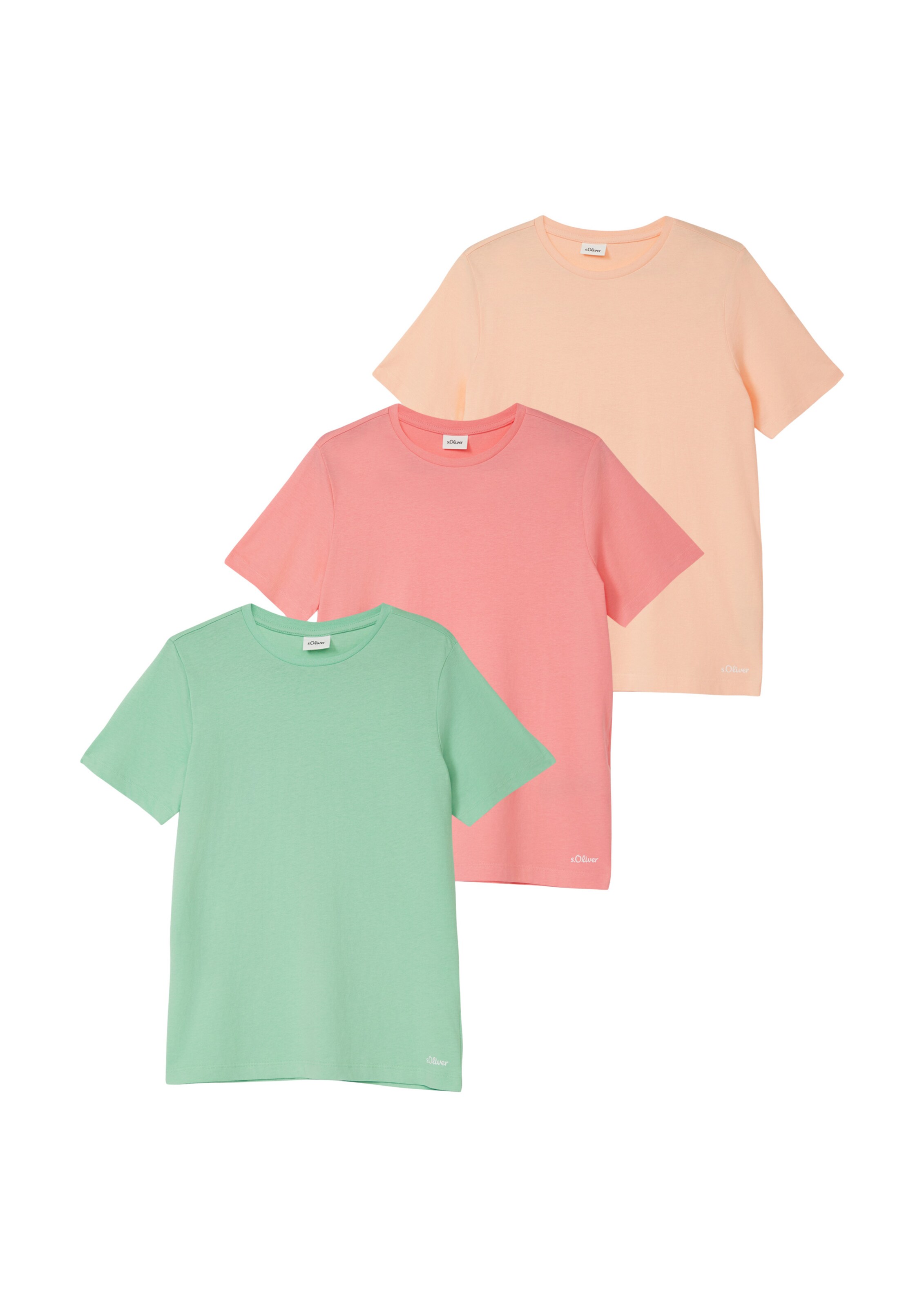 s.Oliver T-Shirt in grün / koralle / pastellorange, Produktansicht