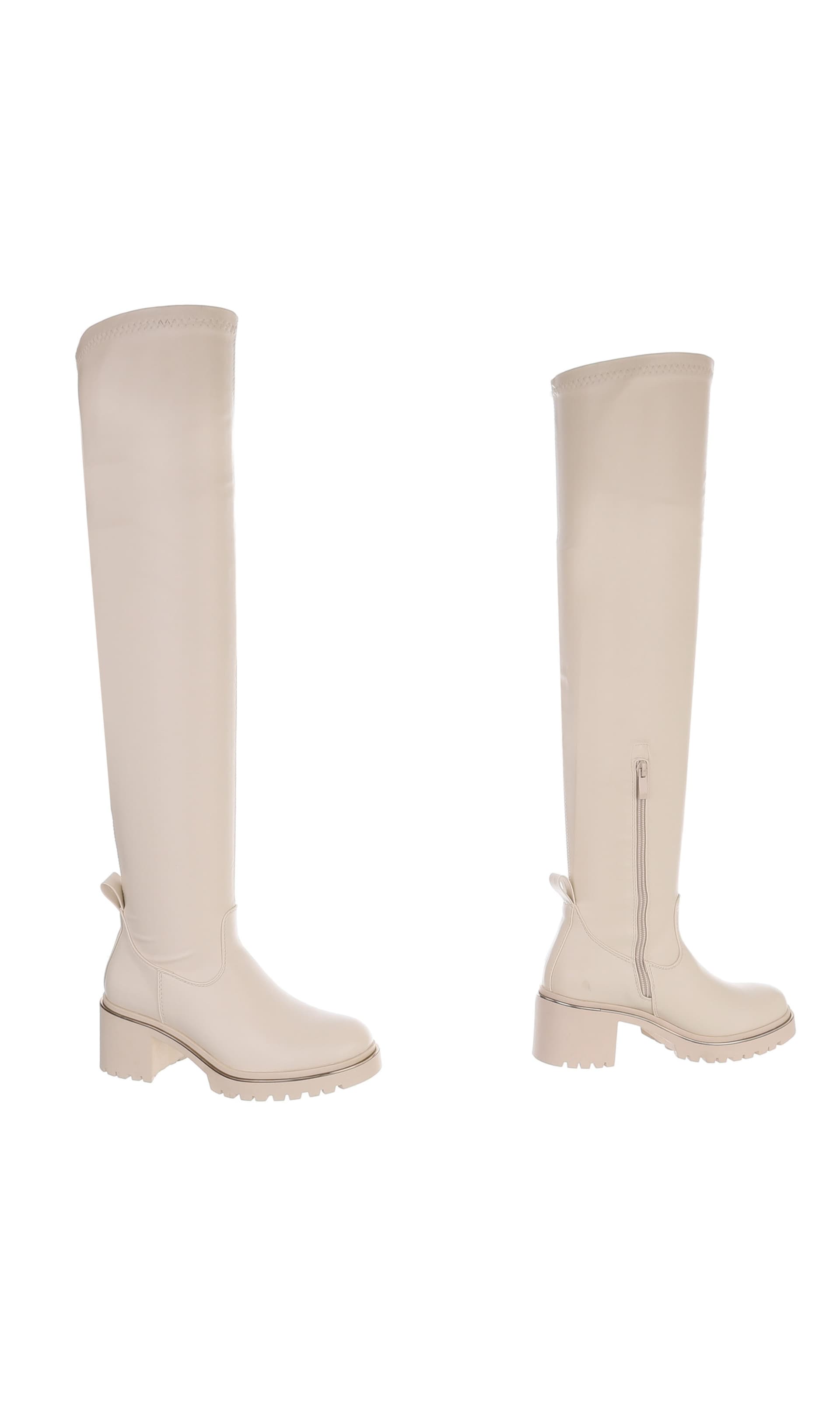 Ital-Design Overknees in Beige