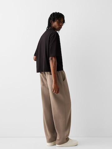 Bershka Wide Leg Bukser i beige