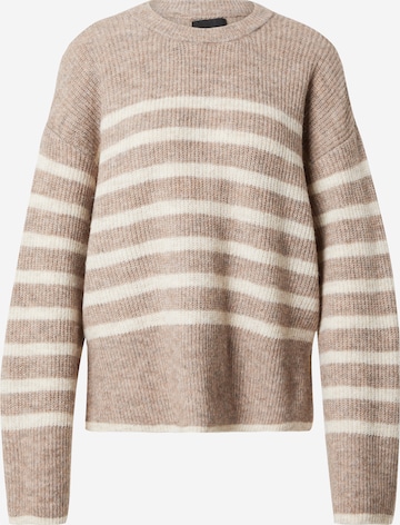 PIECES Sweater 'LINE' in Brown: front