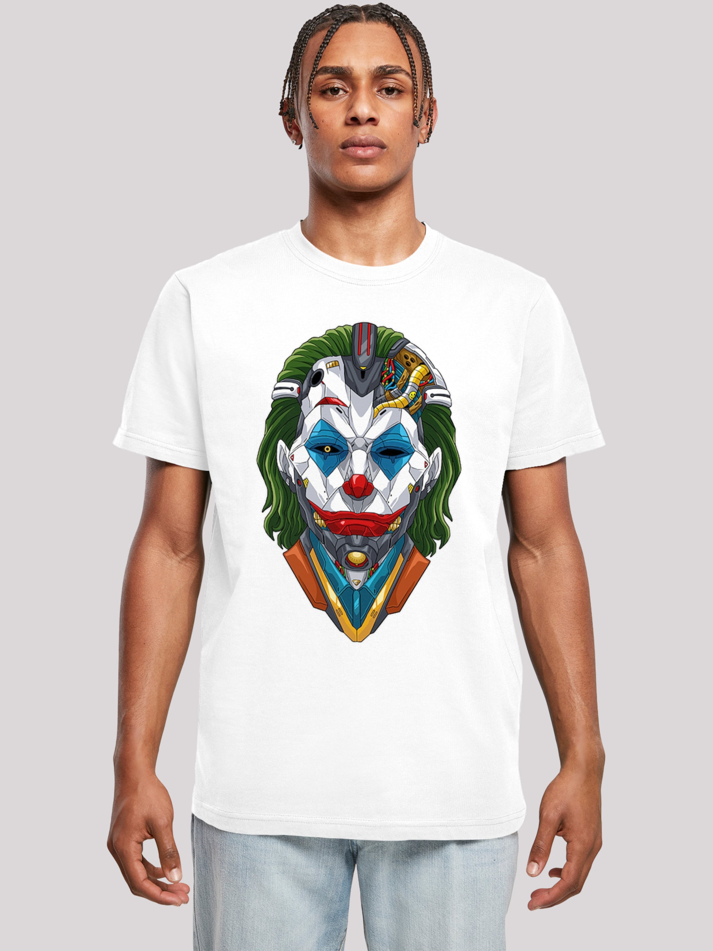 Männer Große Größen F4NT4STIC Shirt 'Cyberpunk Joker' in Weiß - QB43648