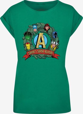 ABSOLUTE CULT Shirt 'Marvel - Santa's Super Helpers' in Green: front