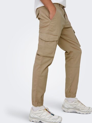 Only & Sons Tapered Cargo Pants 'Carter' in Beige