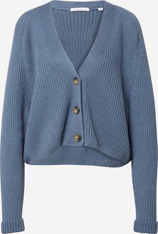 KnowledgeCotton Apparel Knit Cardigan in Blue: front