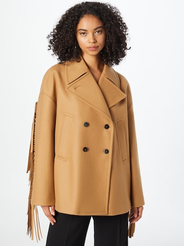Dondup Between-seasons coat 'PEACOAT' in Brown: front