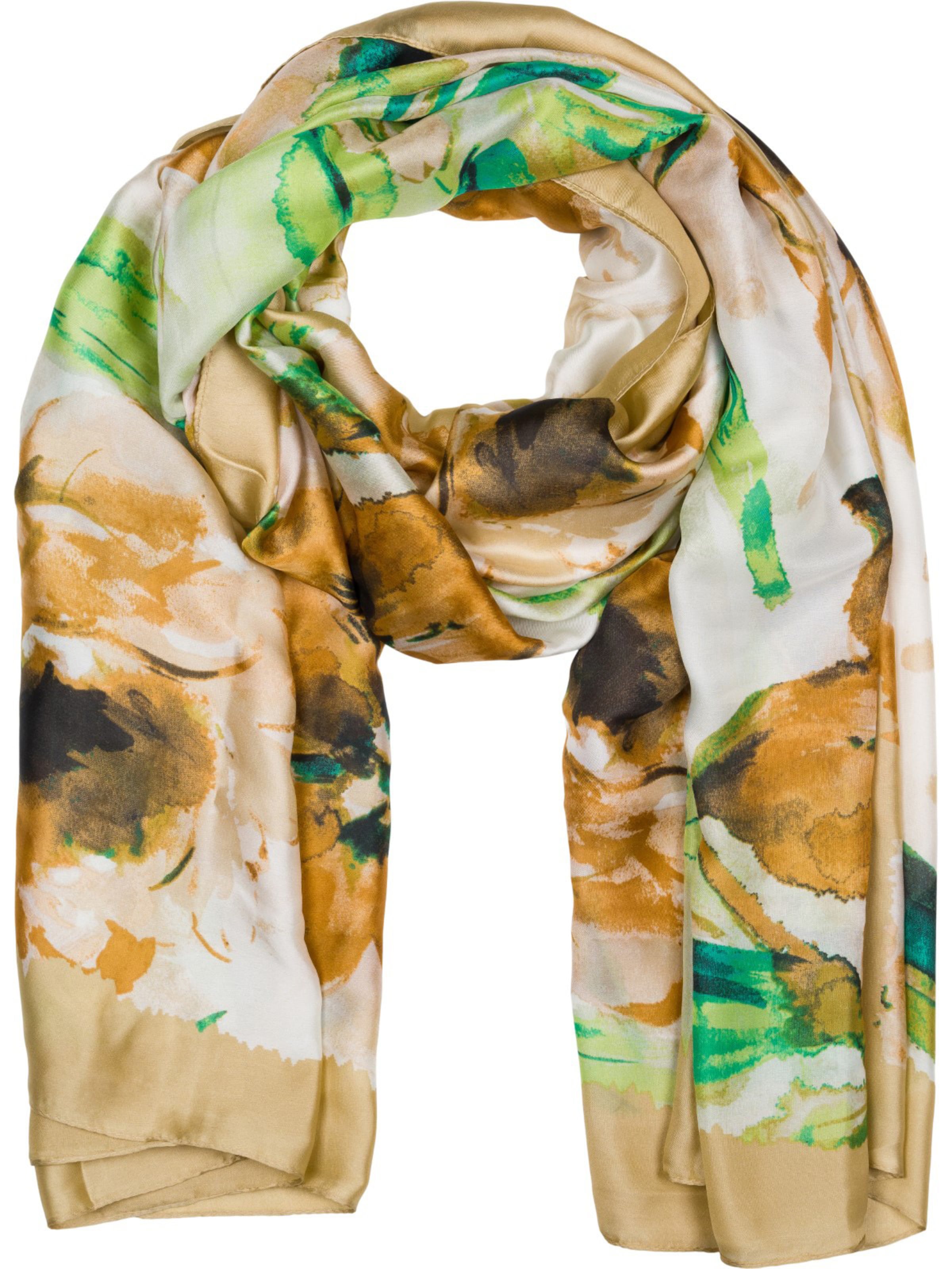 styleBREAKER Schal 'Schal mit Aquarell Blumen Muster'‌‌‌‌‌‌‌‌ in Braun