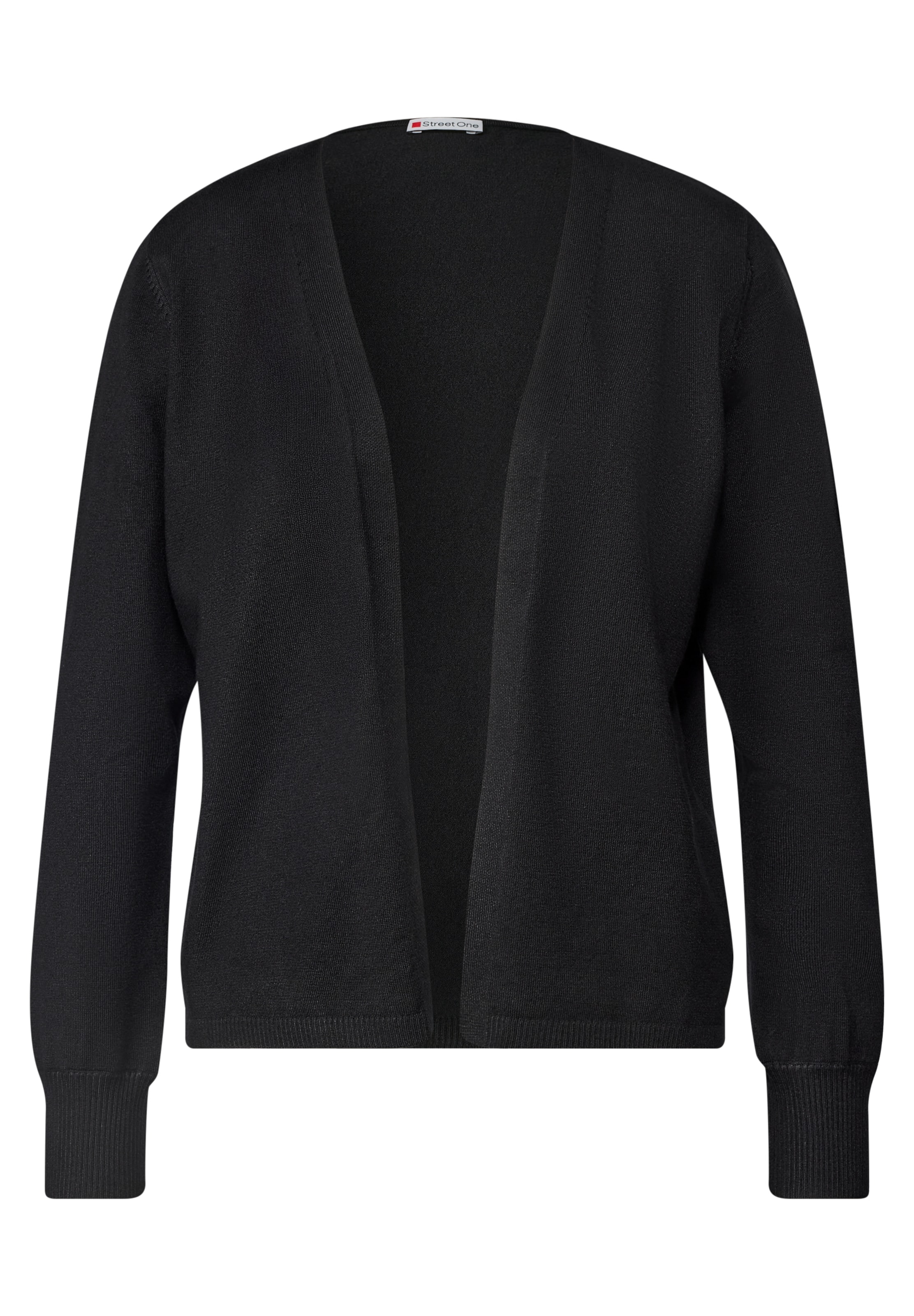 STREET ONE Offener Cardigan in Unifarbe in Schwarz: Vorderseite