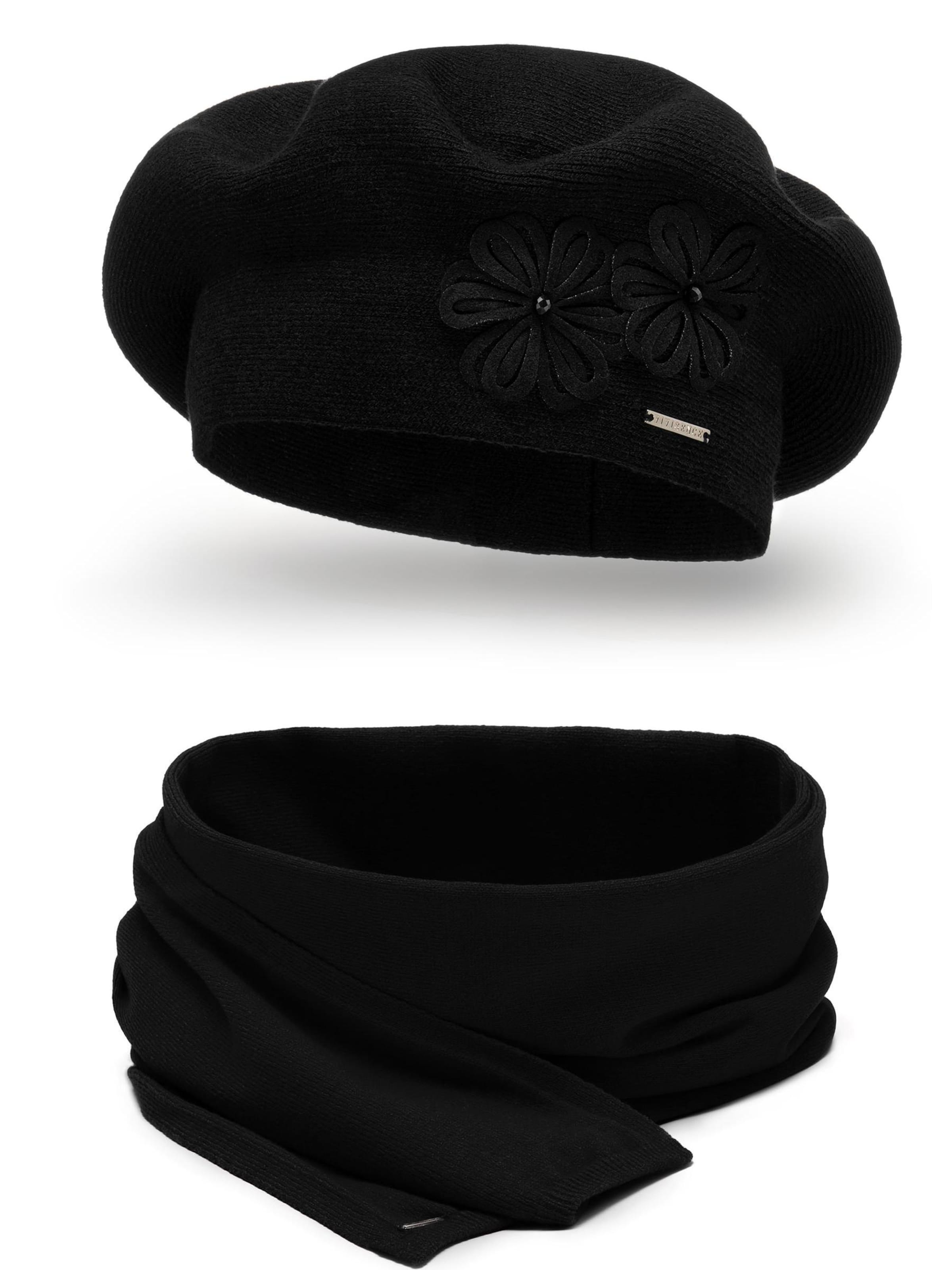 Vivisence Beanie '7007 Set' in Black: front