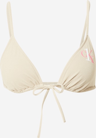 Calvin Klein Swimwear Triangle Bikini Top in Beige: front