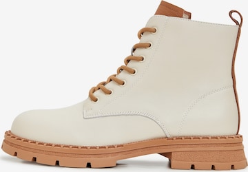 CESARE GASPARI Lace-Up Ankle Boots in Beige: front