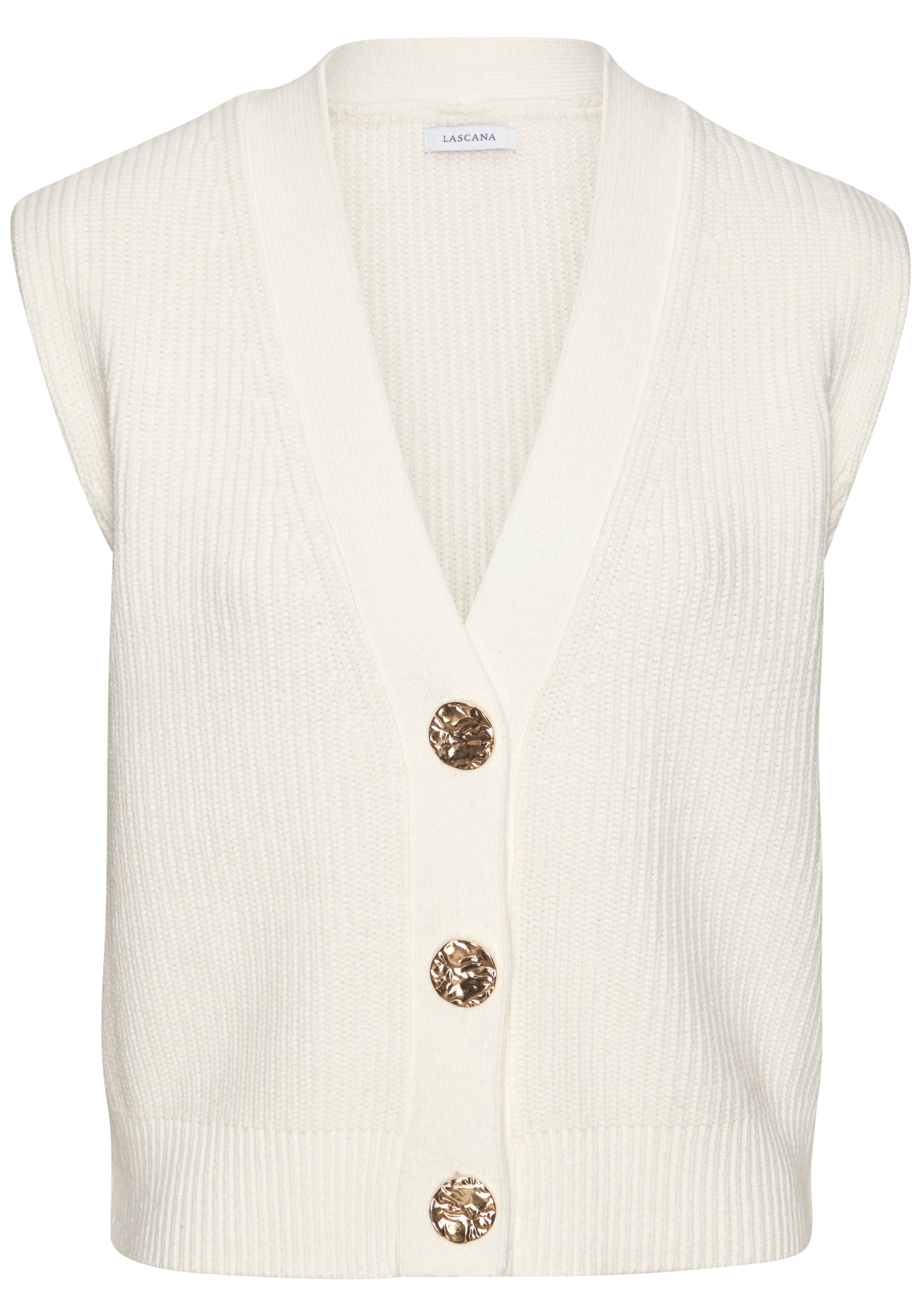 LASCANA Knitted Vest in Beige: front
